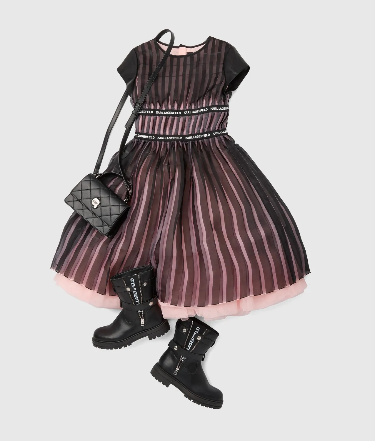 Karl Lagerfeld Girls Pleated Mesh Kleid mit Plissee