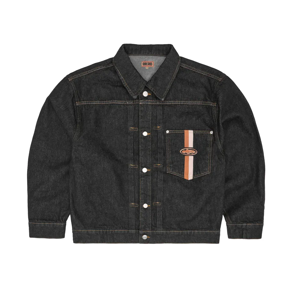Corteiz Dual Stripe Denim Jacket Jeansjacke Washed Black