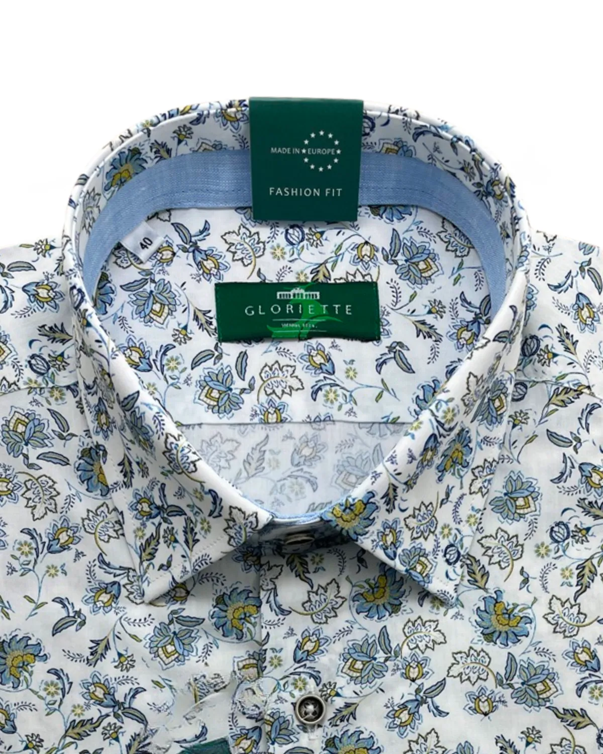 Gloriette Trachtenhemd Floral Blue Print Herrenhemd Baumwolle floral