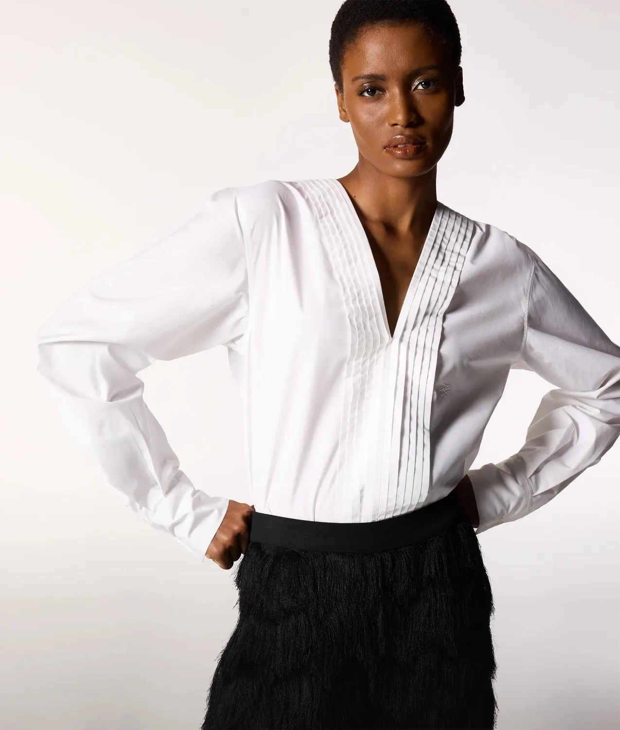 Karl Lagerfeld KL Studio Bluse V-Ausschnitt Falten