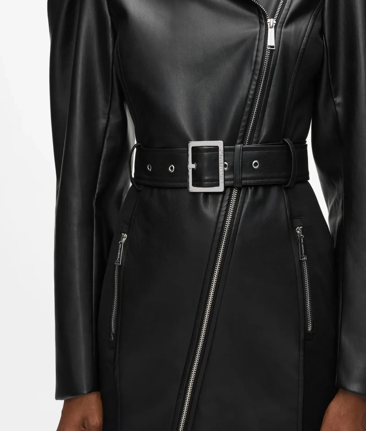 Karl Lagerfeld Biker Kleid Kunstleder asymmetrisch