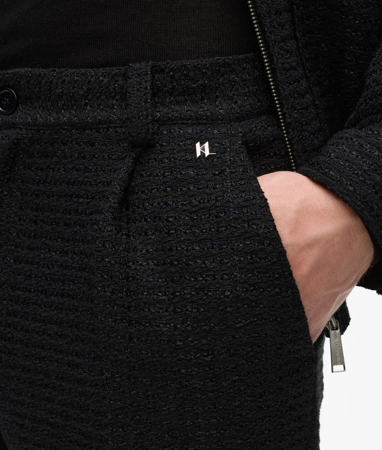 Karl Lagerfeld Boucle Hose Straight-Leg Metalldetail
