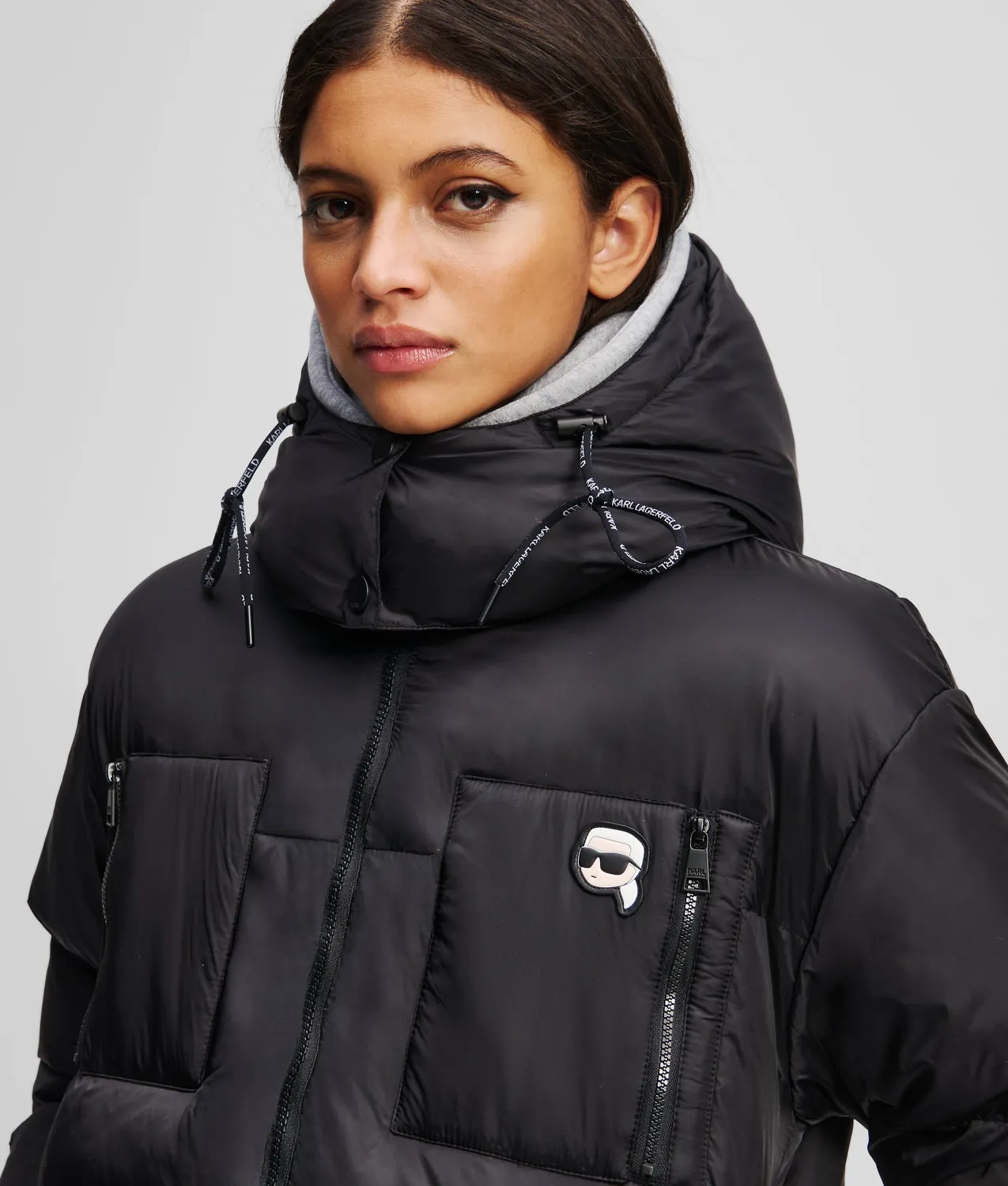 Karl Lagerfeld Ikon Pufferjacke Stepp wattiert mit Kapuze
