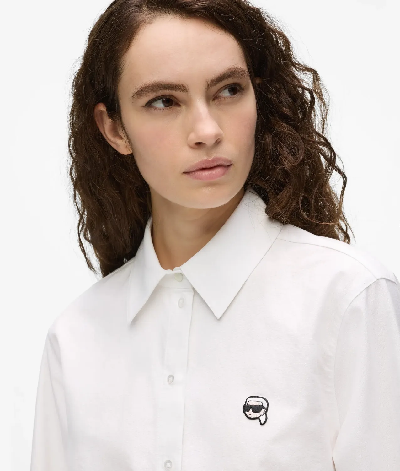 Karl Lagerfeld Ikon Bluse Baumwolle Knopfleiste Stick