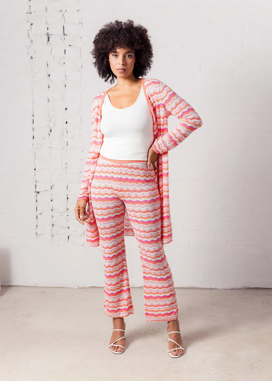 Senatex Hose Zick-Zack-Muster Coral Multicolor Bio-Baumwolle