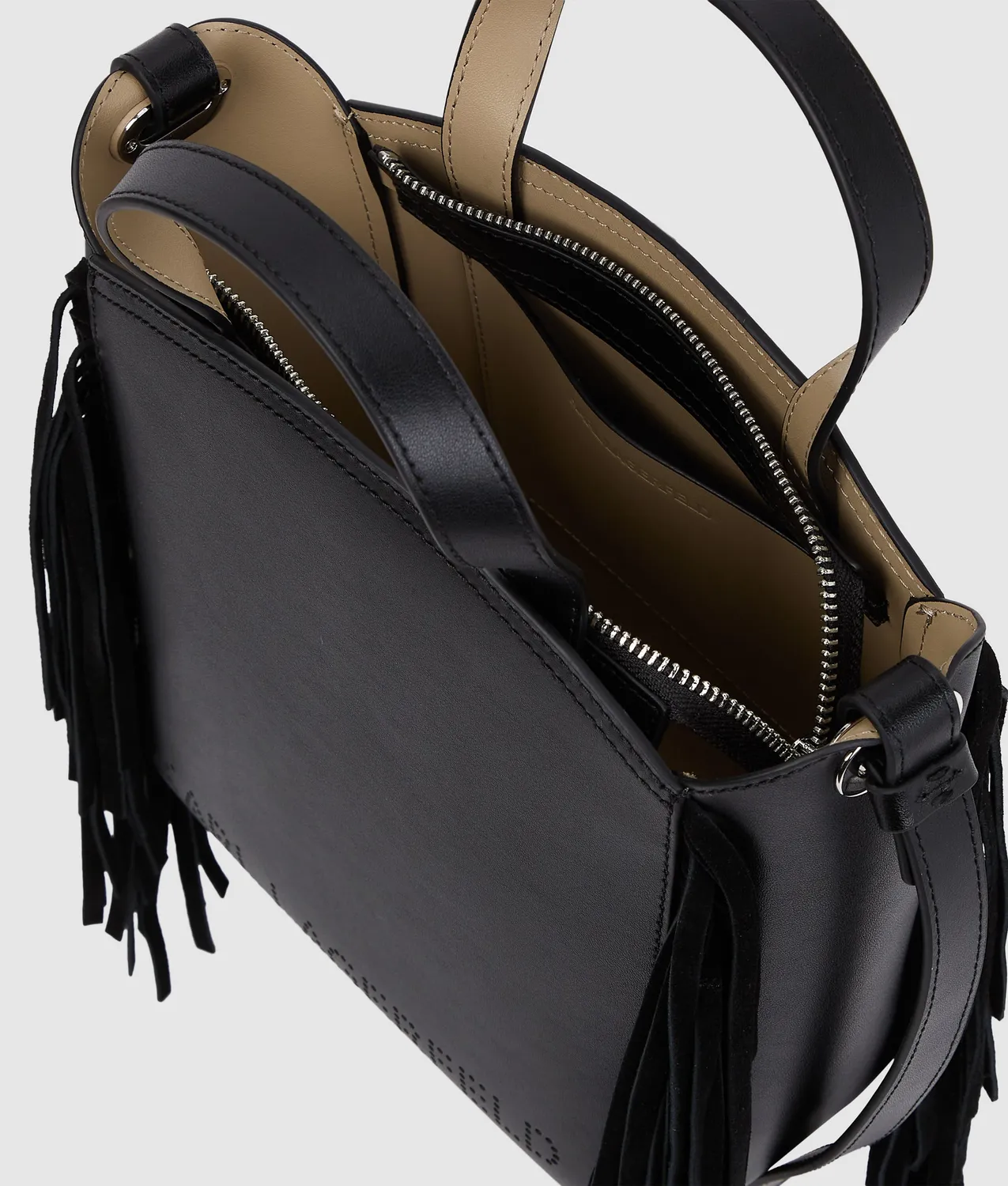 Karl Lagerfeld K/Circle Fringe Tote Leder klein schwarz