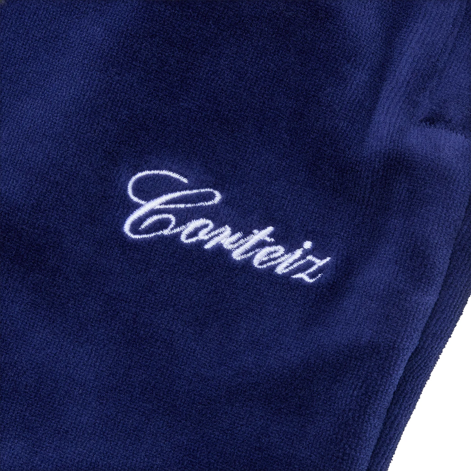 Corteiz Pista Velour Track Pant Hose navy Sticklogo