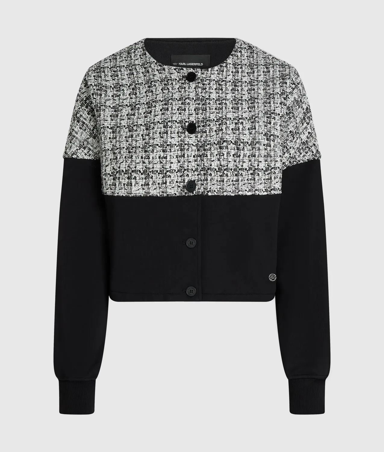 Karl Lagerfeld Bouclé Jersey Cardigan Strickjacke beige