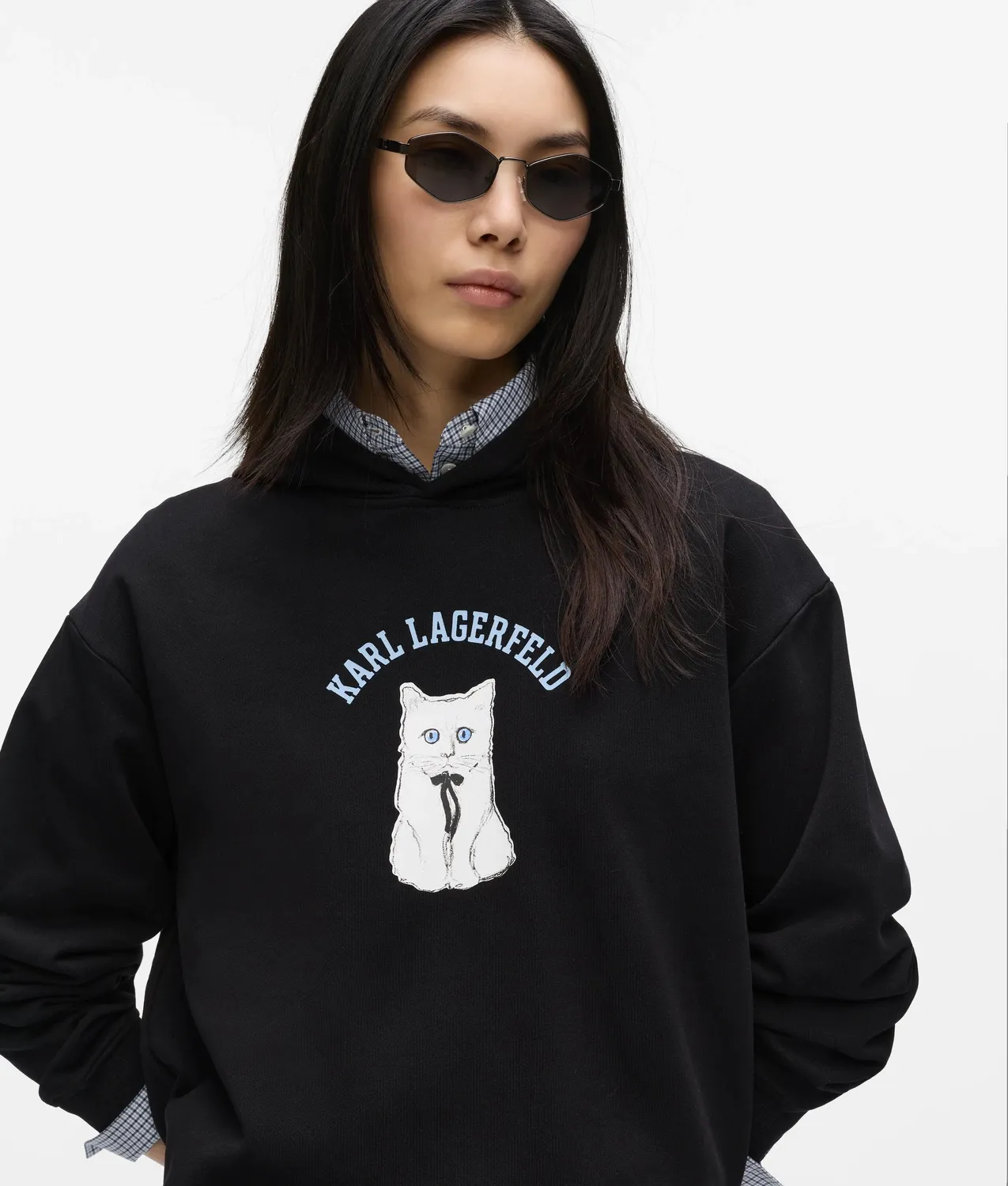 Karl Lagerfeld Ikon Choupette Sketch Hoodie Damen oversized