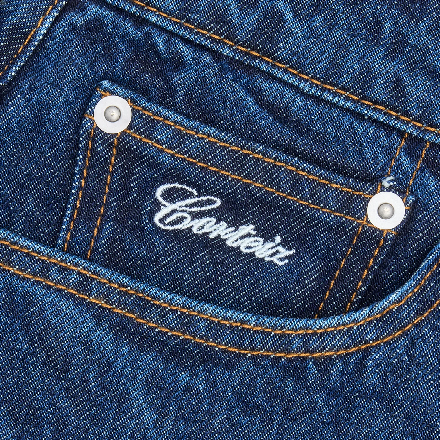 Corteiz Strike Baggy Jeans Dark Wash gerader Schnitt