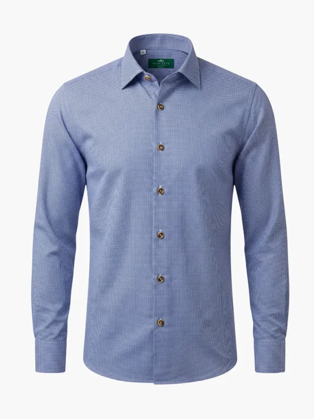 Gloriette Classic Feinstruktur Trachtenhemd Blau
