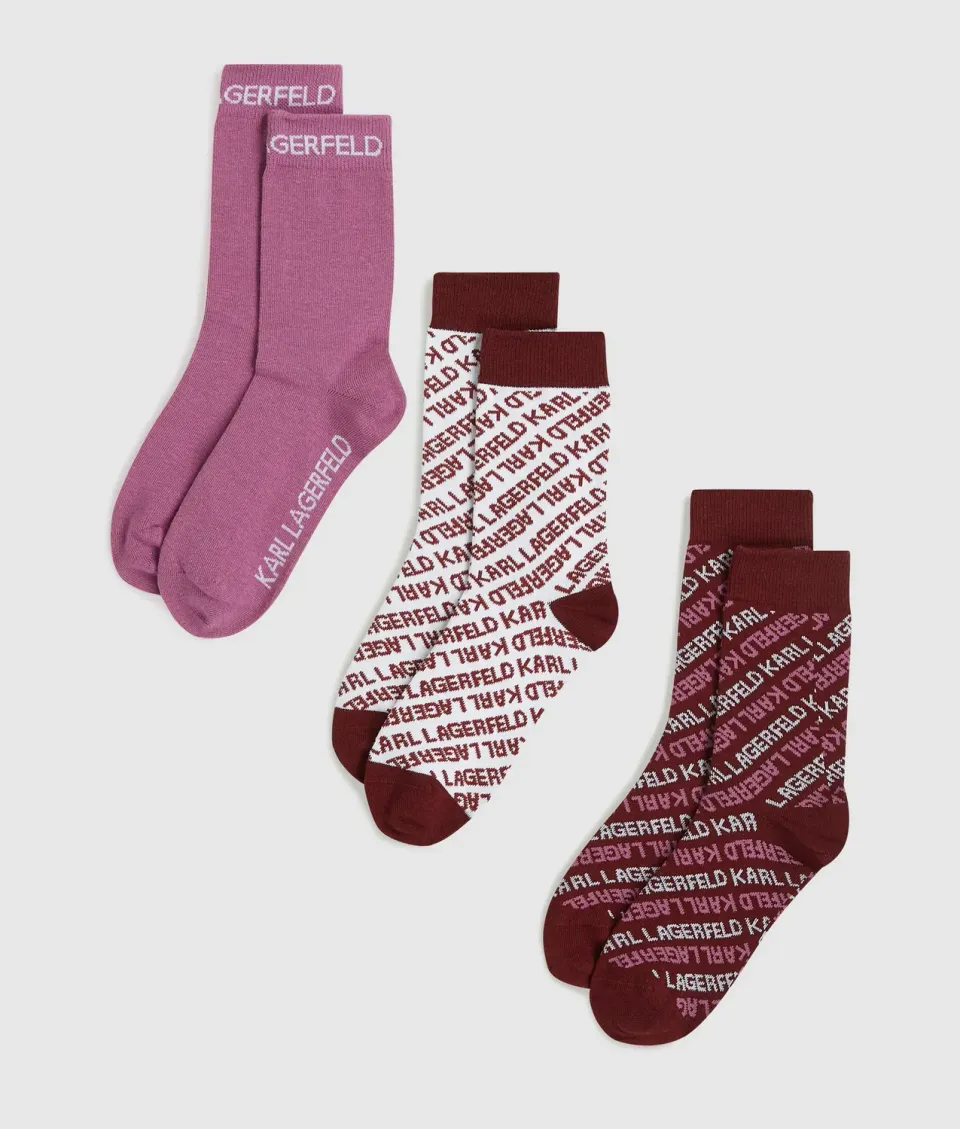 Karl Lagerfeld All-Over Logo Socken 3er-Pack Baumwolle