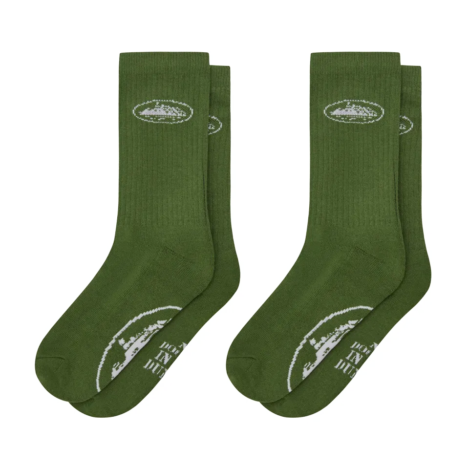 Corteiz Green Alcatraz Socks Socken 2PK Grün Baumwolle