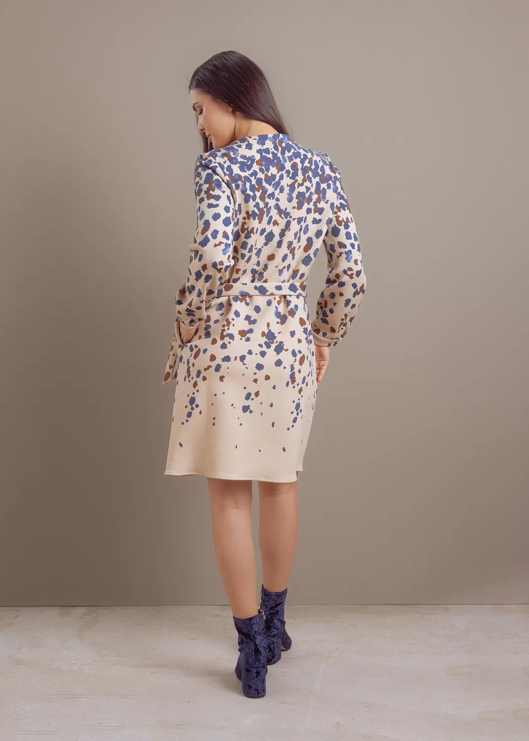 Senatex Leo-Print Lyocell Kleid Denim Dot Overall fließend
