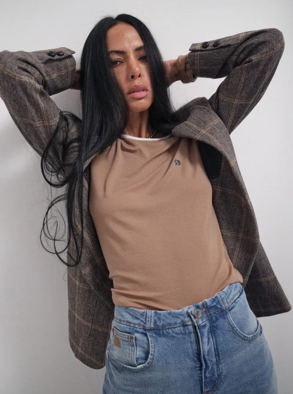 Mos Mosh MMHMagnetic Wool Longsleeve Bone Brown Woll-Fitted