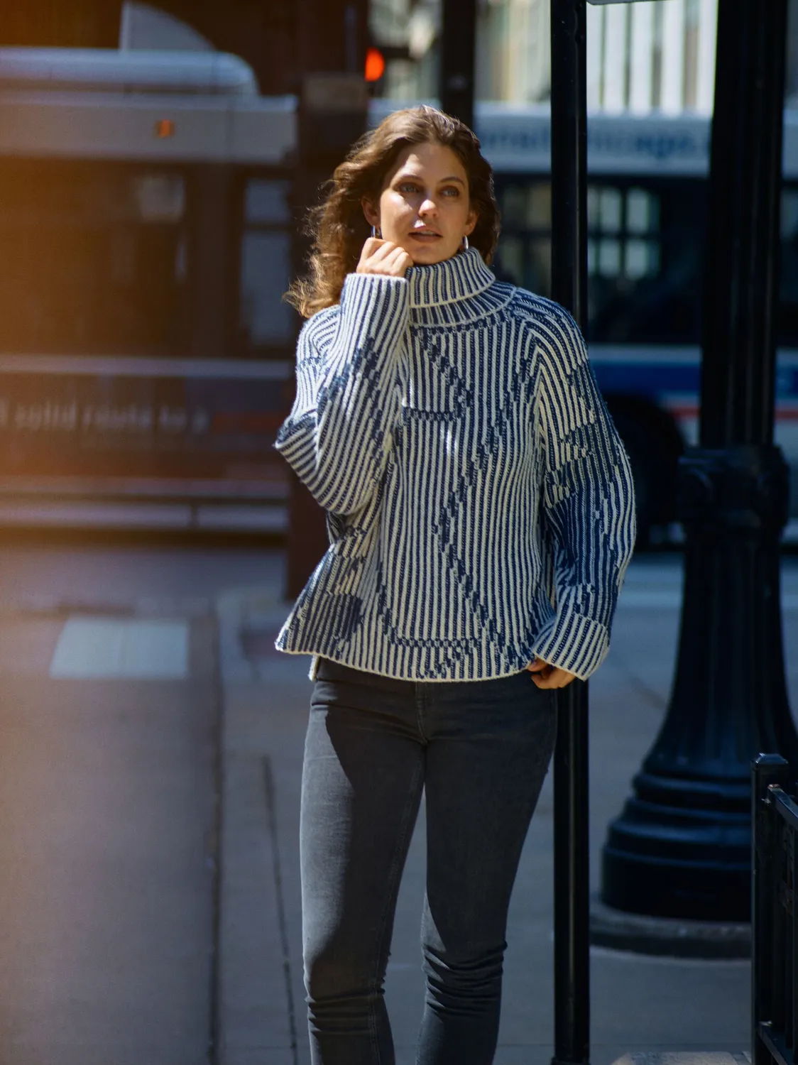 Mos Mosh MMHelna Ikat Rollkragen-Pullover Set Sail