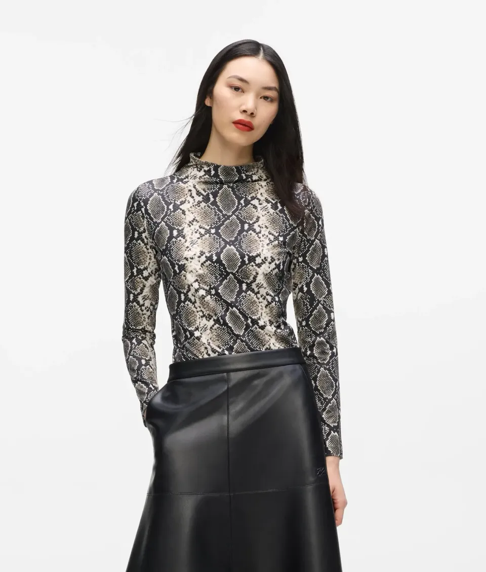 Karl Lagerfeld Mock Neck Langarmshirt figurbetont