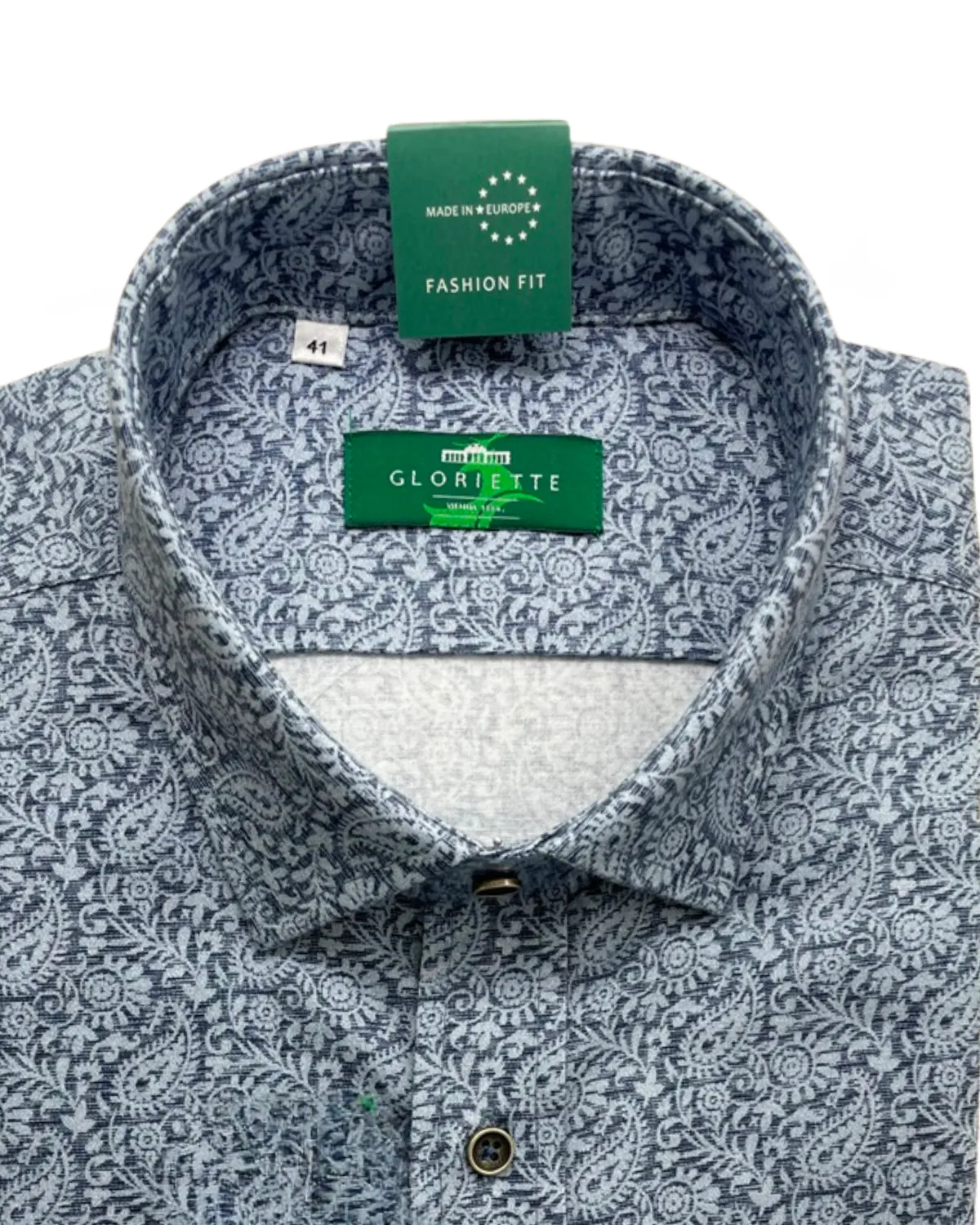 Gloriette Trachtenhemd Paisley Muster Blau Herrenhemd blau gemustert