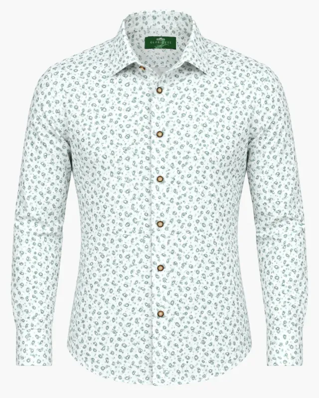 Gloriette Paisley-Allover Trachtenhemd Herren Fashion Fit Weiß