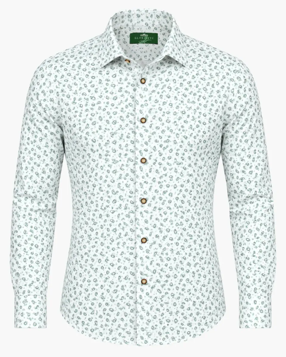 Gloriette Paisley-Allover Trachtenhemd Herren Fashion Fit Weiß
