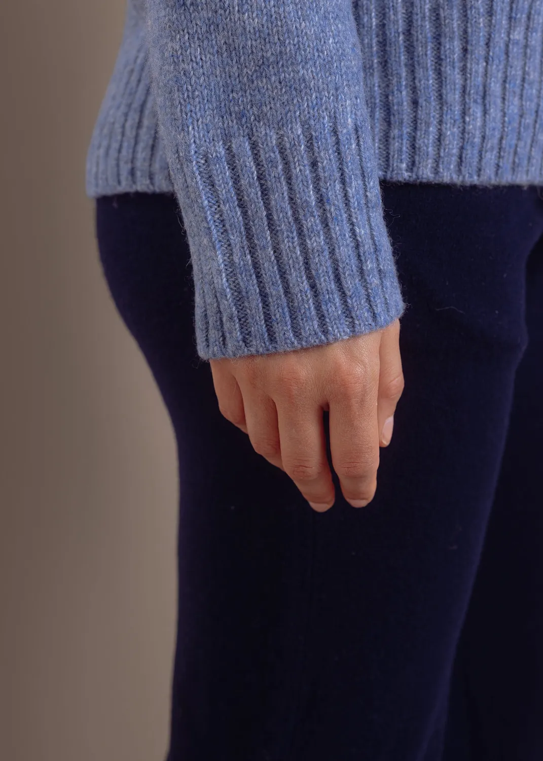 Senatex Zopfmuster-Pullover Rollkragen Ice Wolle-Mix