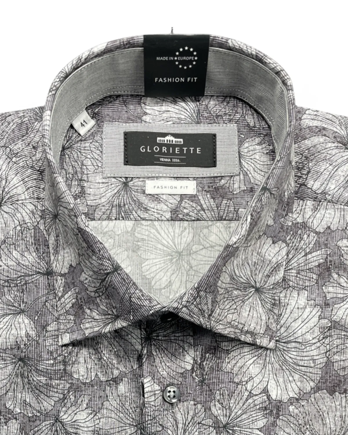 Gloriette Hemd Fashion Fit Floral Allover Herrenhemd grau gemustert