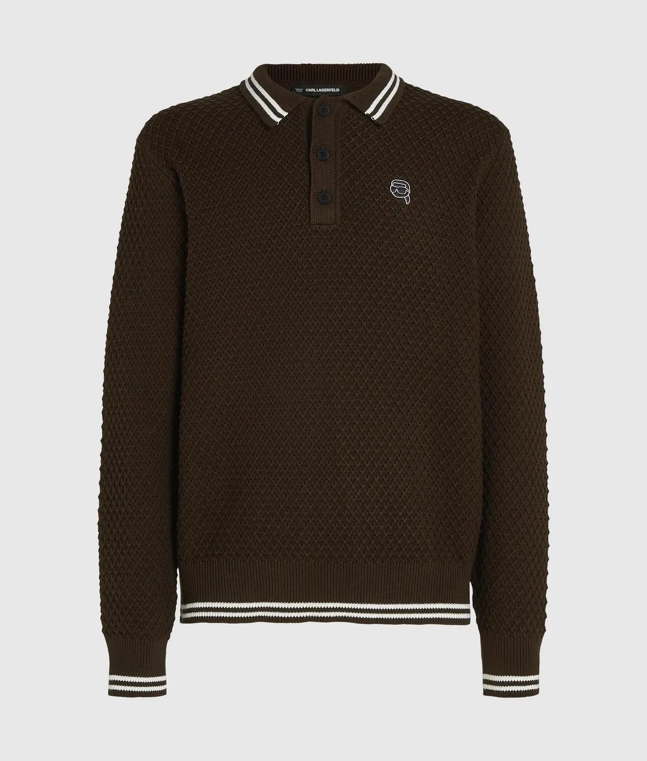 Karl Lagerfeld Ikon Strick-Polo Langarm M mit Paspel