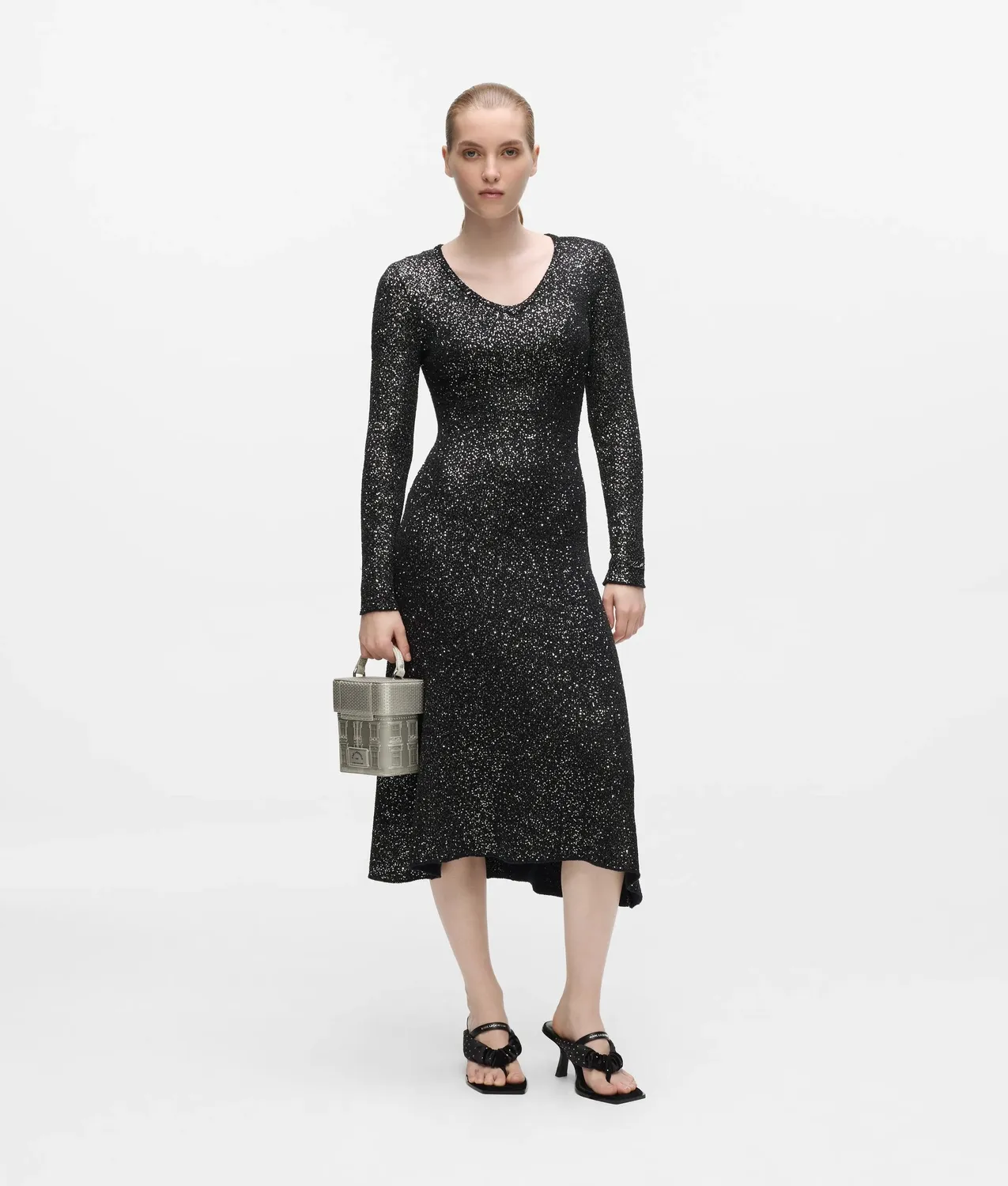 Karl Lagerfeld Sequin Knitted Kleid lang mit Pailletten