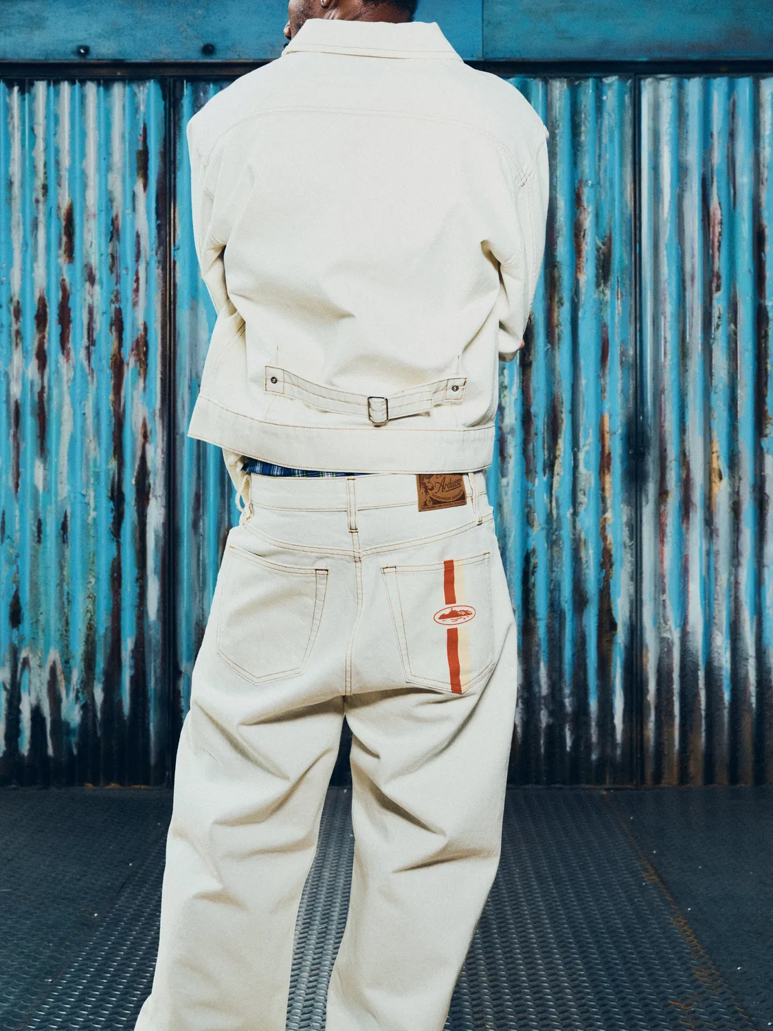 Corteiz Dual Stripe Baggy Jeans Off White Denim