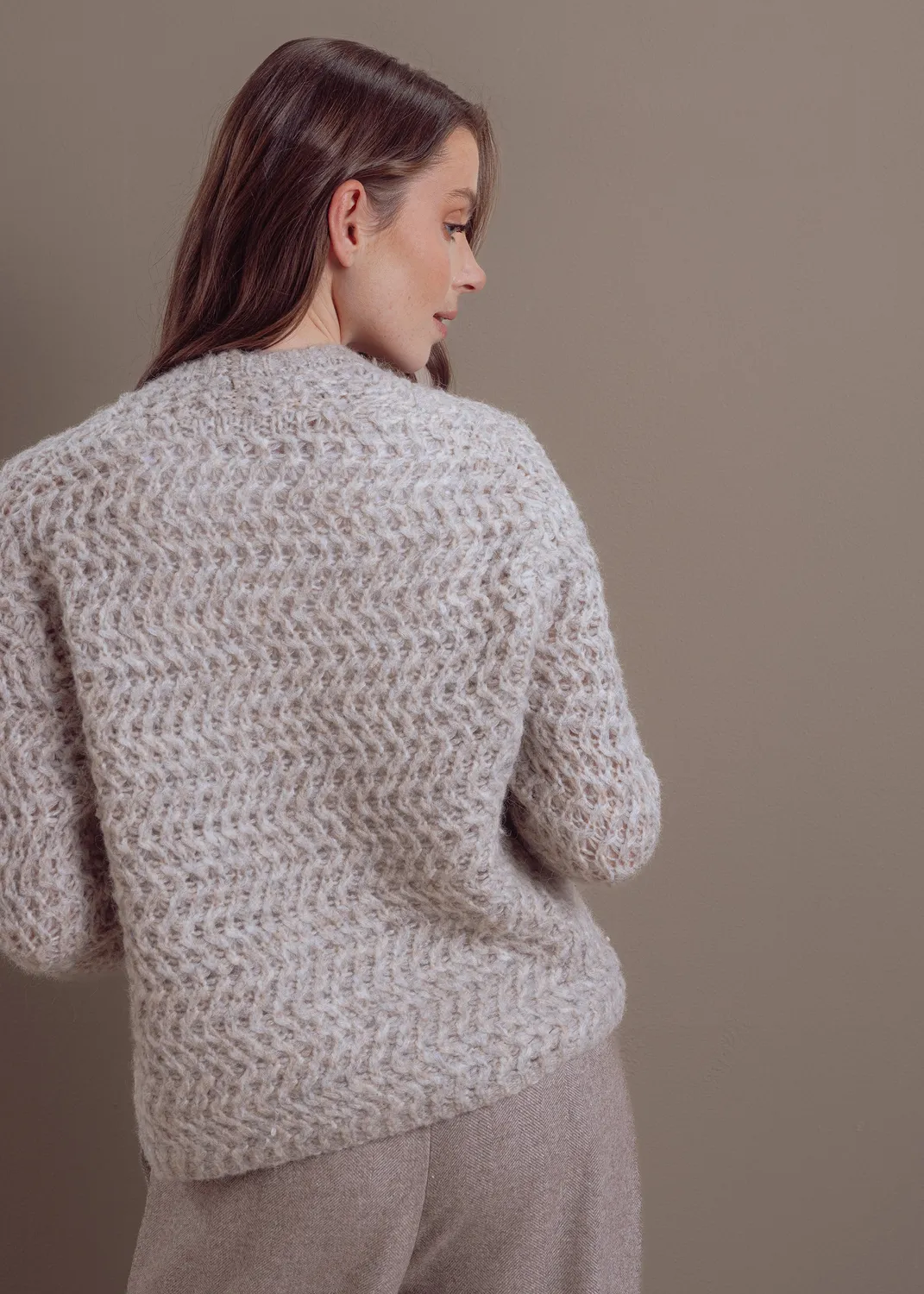 Senatex Strickjacke Woll-Alpaka-Mix Chalk Cardigan