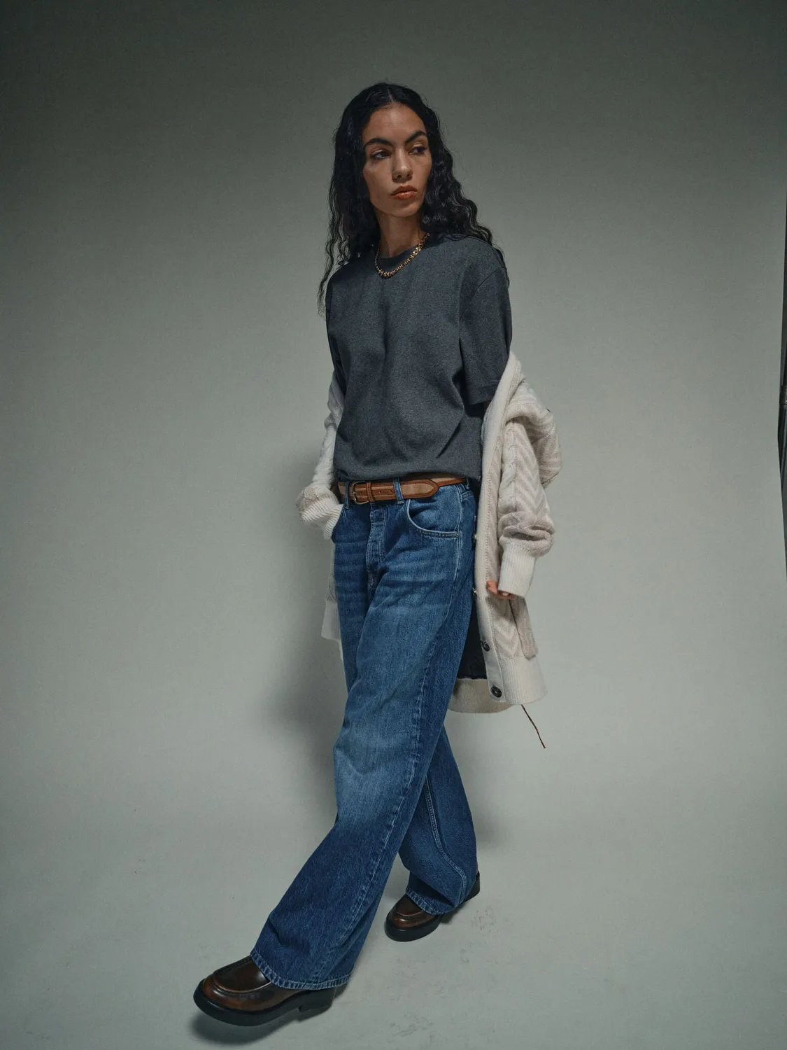 Mos Mosh MMPure Twist Jeans Wide Leg Mid Blue