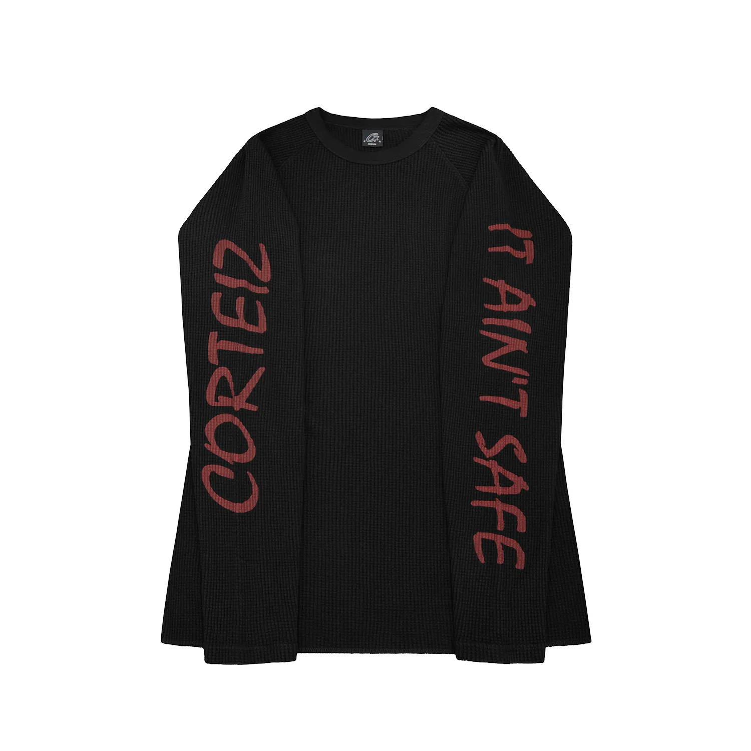 Corteiz It Ain't Safe Waffle Thermal Black 370 GSM