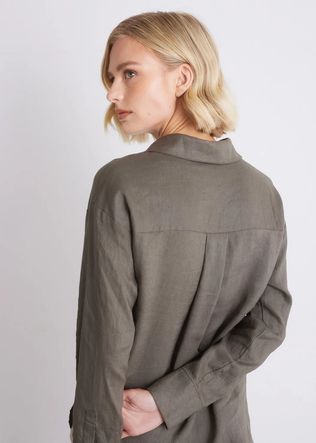 Senatex Leinenbluse Bluse Off-White aus Leinen locker