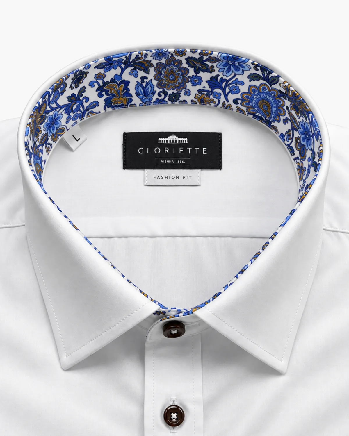 Gloriette Kontrast Hemd weiß Fashion Fit Iron Free