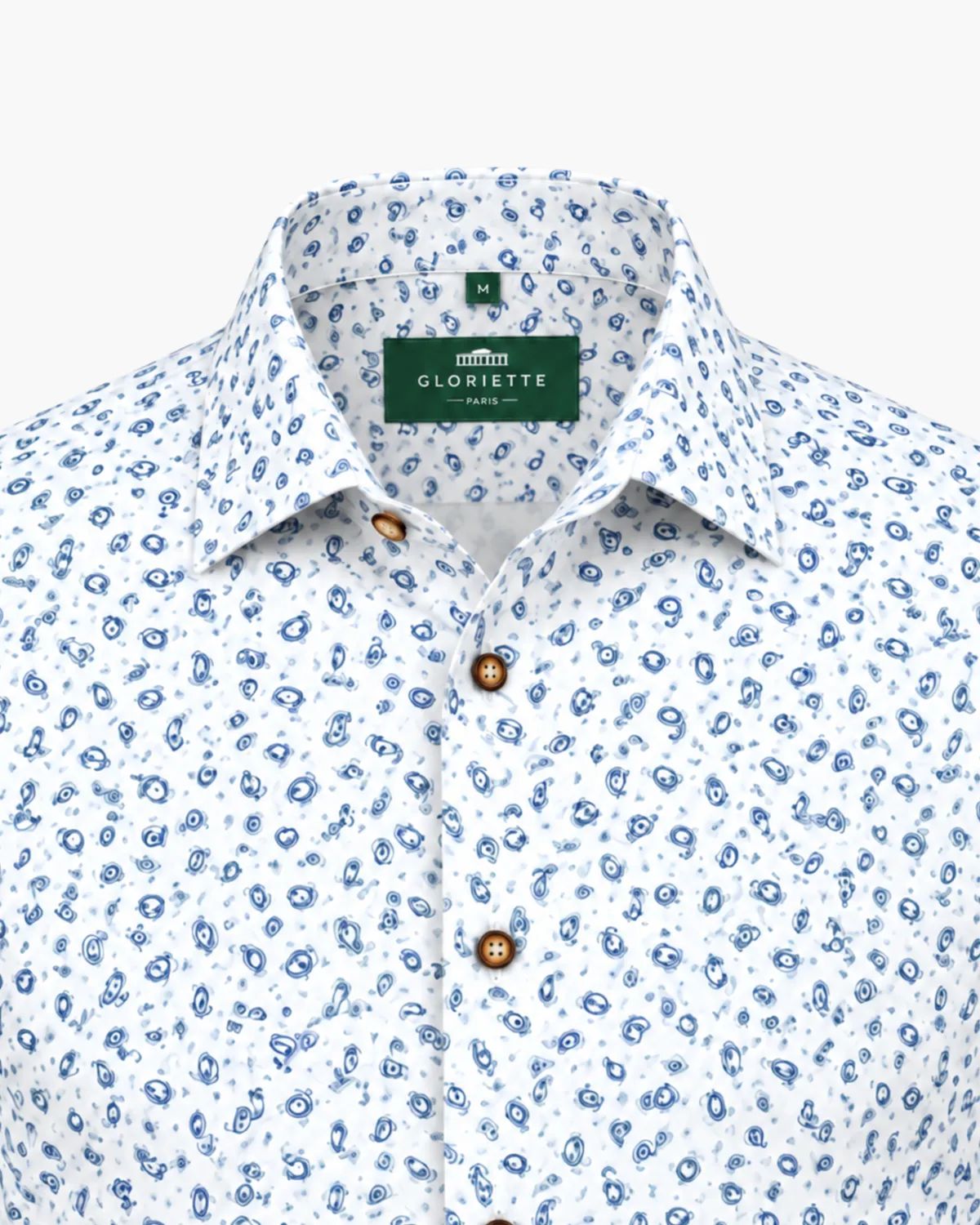 Gloriette Paisley-Allover Trachtenhemd Herren Fashion Fit Weiß