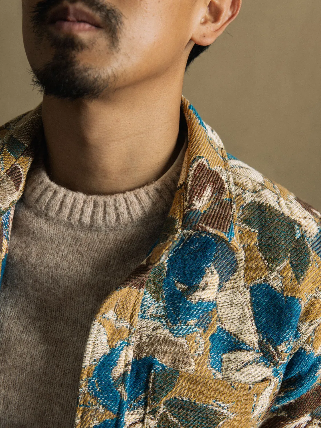 Mos Mosh MMGDavid Paint Overshirt Indigo Blue Jacquard