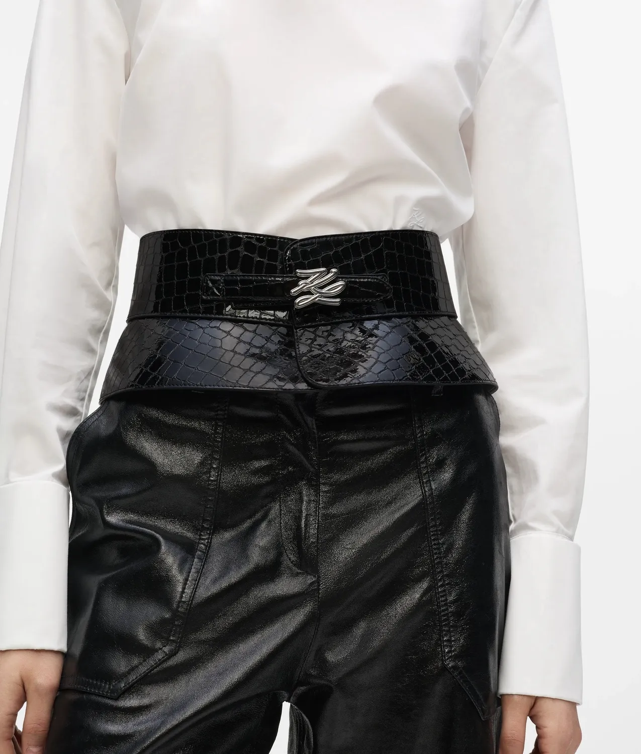 Karl Lagerfeld K/Autograph Croco Korsettgürtel breit