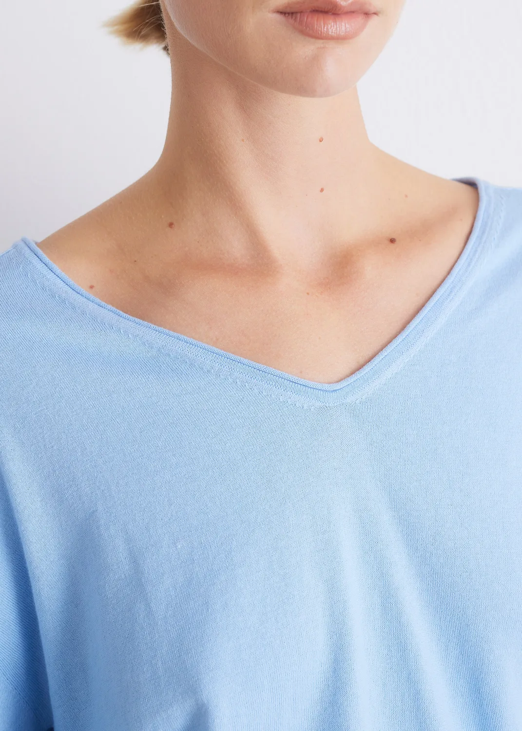 Senatex V-Ausschnitt-Pullover Baumwoll-Kaschmir Frost