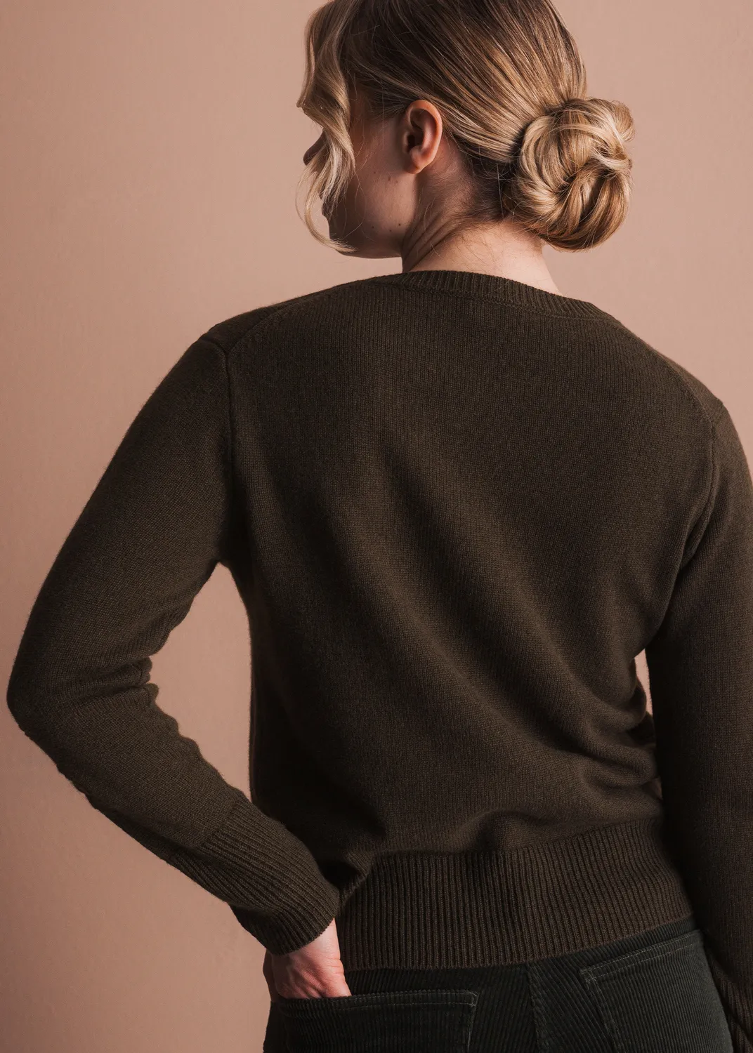 Senatex Pullover Blumenstickerei Merinopullover Cream