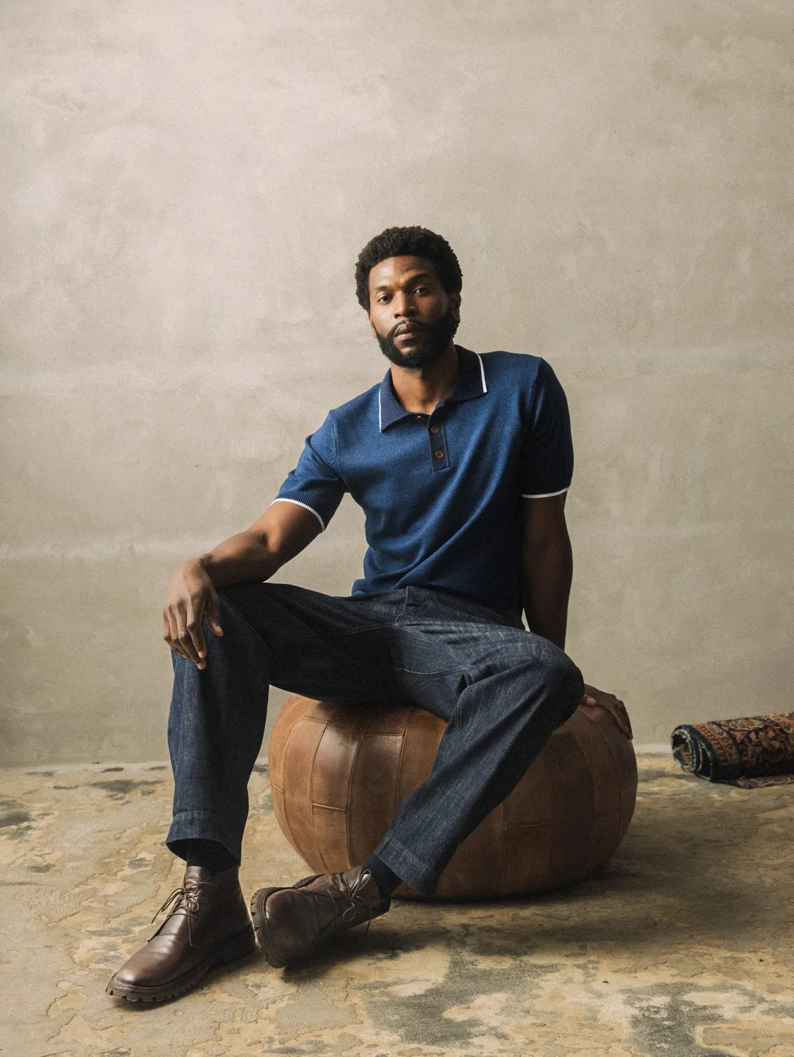 Mos Mosh MMGFrancesco Indigo Strickpolo Indigo Blue