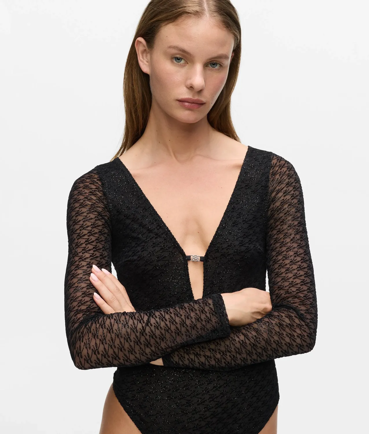 Karl Lagerfeld Autograph Mesh-Body Damen Glitzer