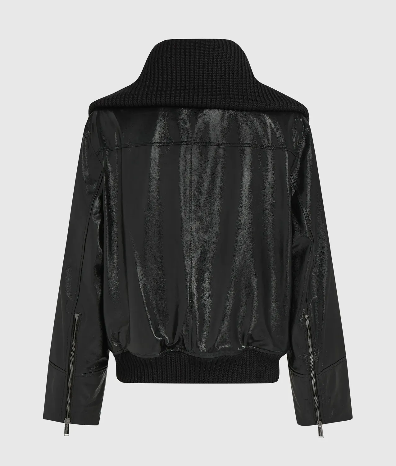 Karl Lagerfeld Strickkragen Lederjacke Ziegenleder