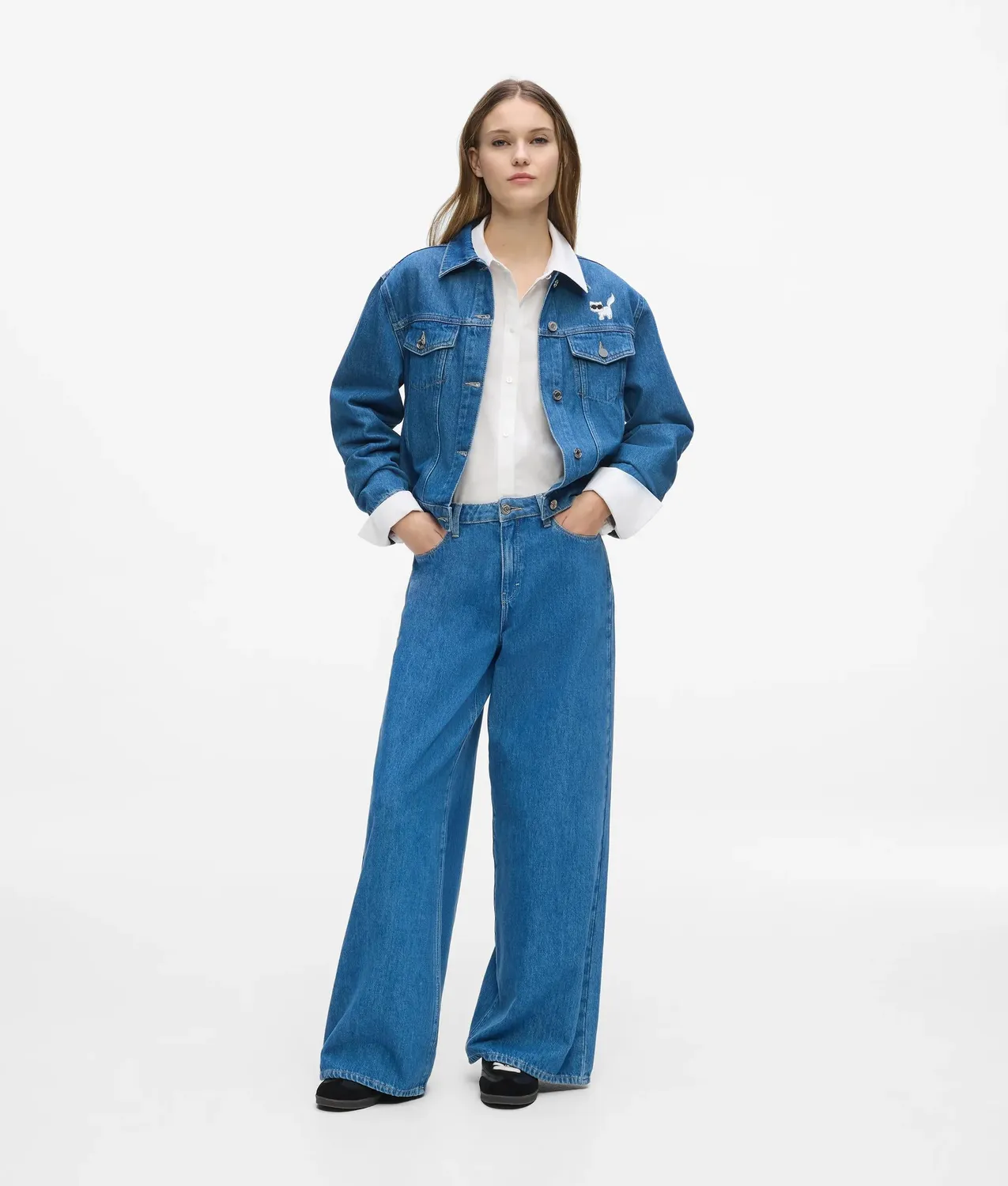 Karl Lagerfeld Ikon Wide-Leg Jeans Baumwolle