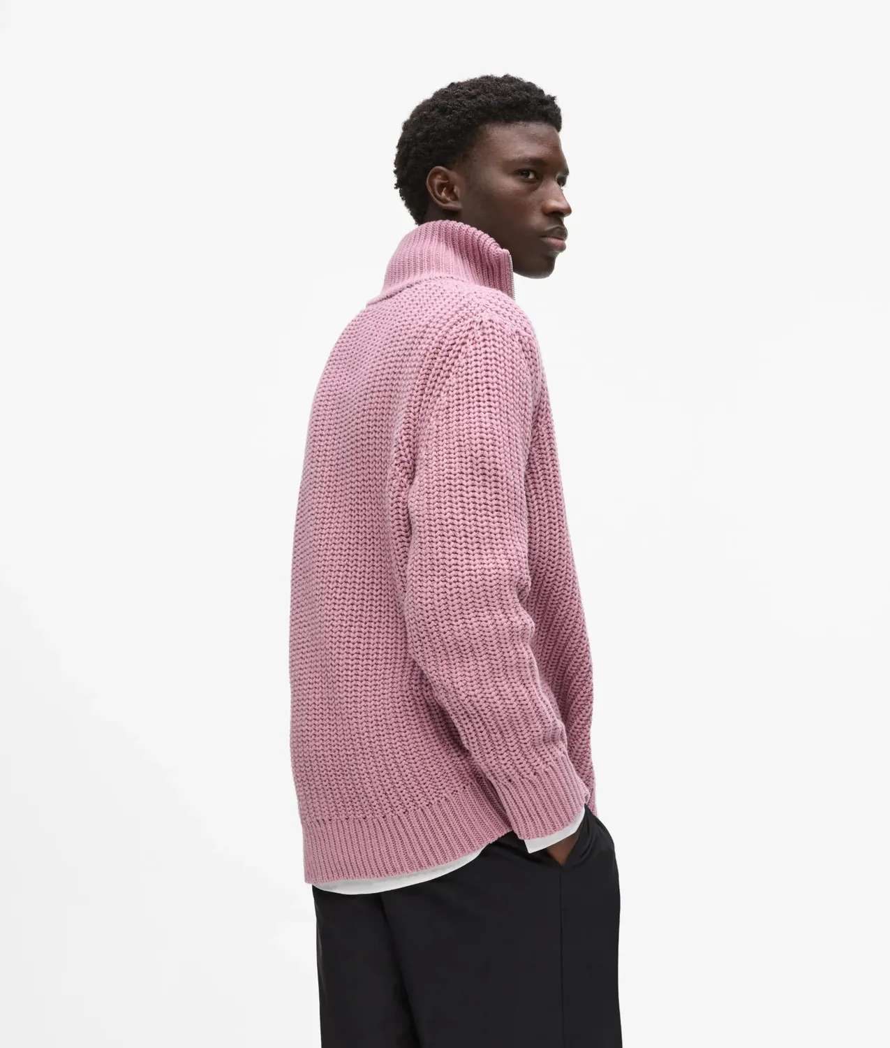 Karl Lagerfeld Half-Zip Strickpullover Rippstrick Trichterkragen