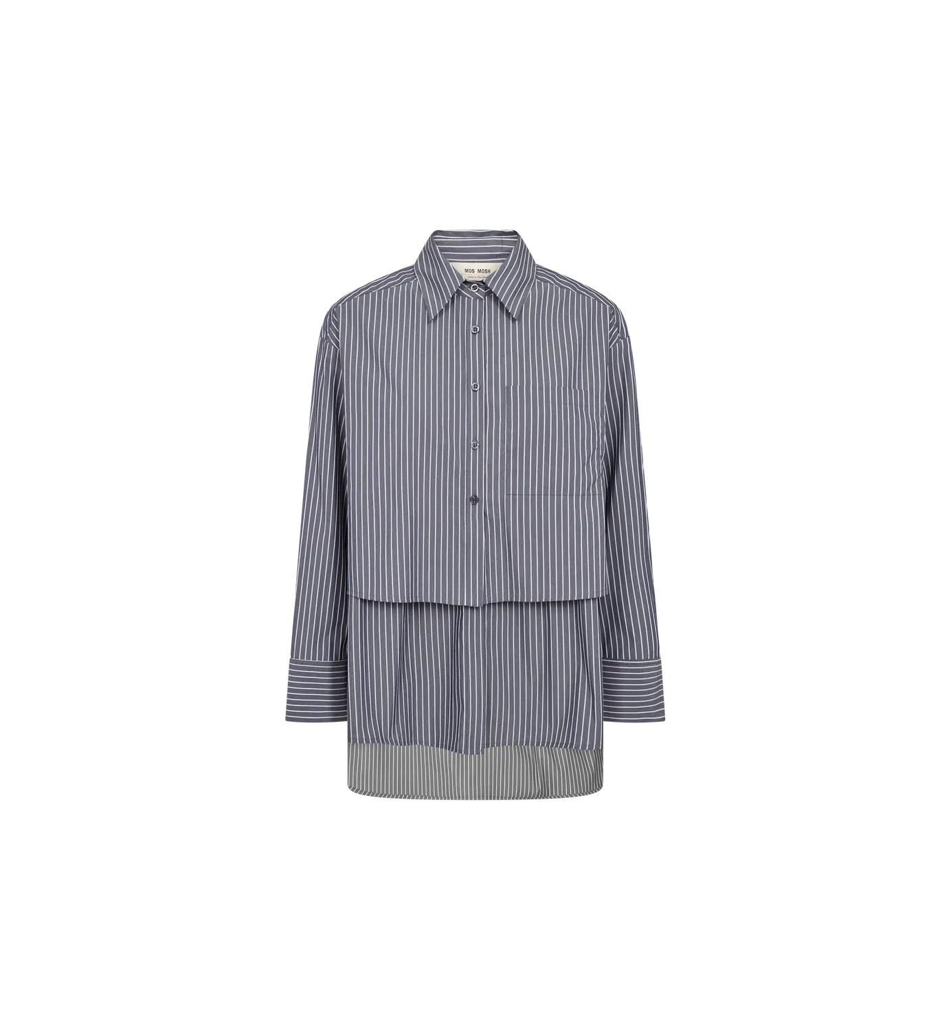 Mos Mosh MMBarb Stripe Oversize-Hemd Salute Navy