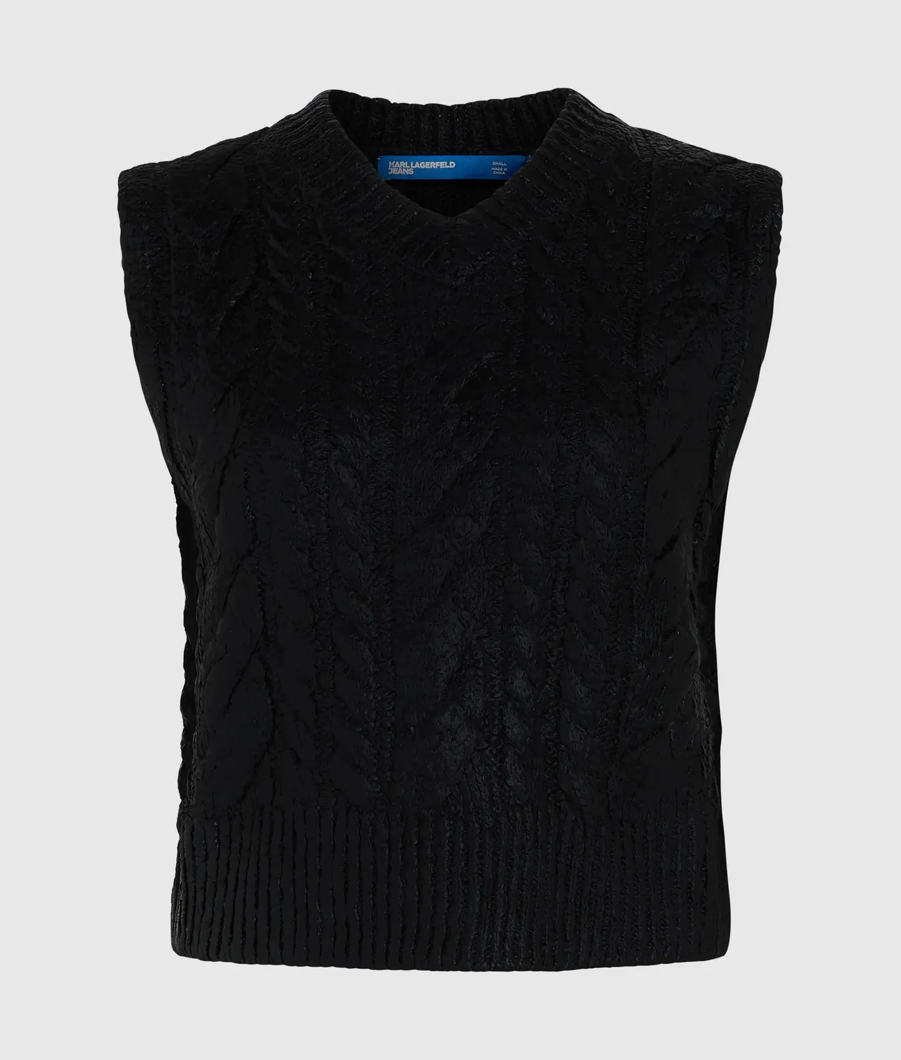 Karl Lagerfeld KL Jeans Strickweste Damen Cropped Zopfmuster