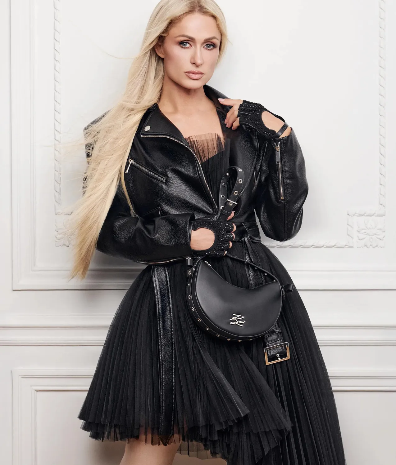 Karl Lagerfeld Bikerjacke Kunstleder Cropped Gr. 8