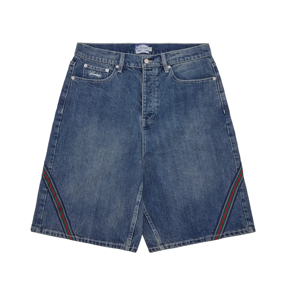 Corteiz Savoy Denim Shorts Chalk Wash gerade