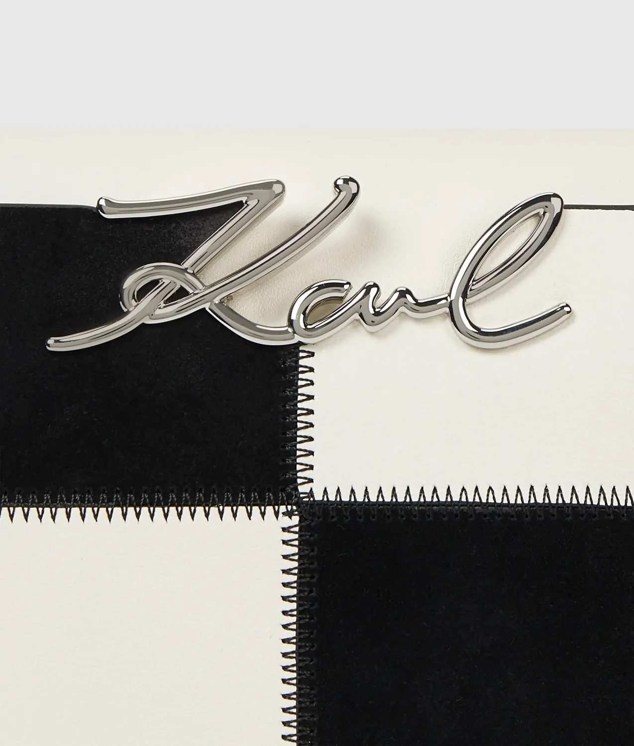 Karl Lagerfeld K/Signature Check Henkeltasche Mini Leder-Suede