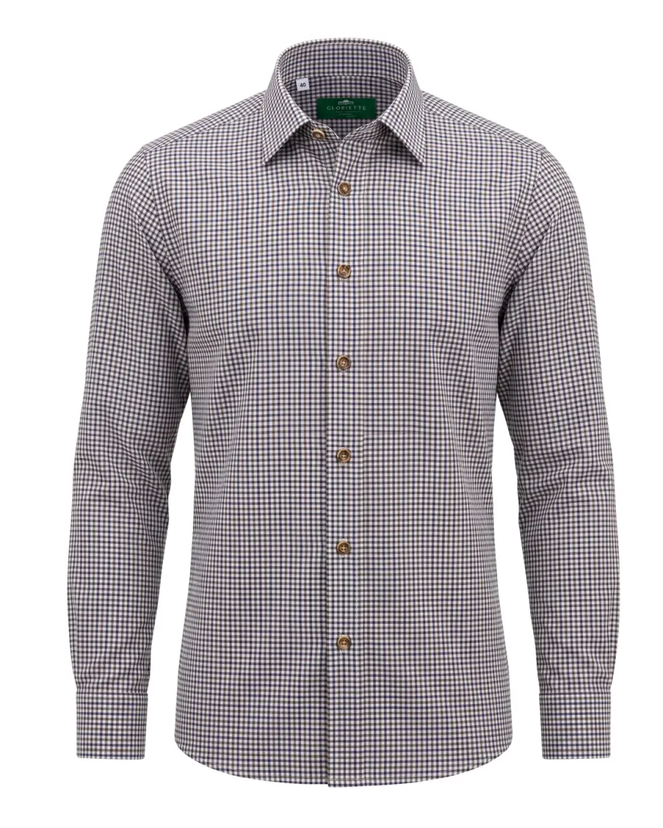 Gloriette Windsor Braun Blau Trachtenhemd kariert